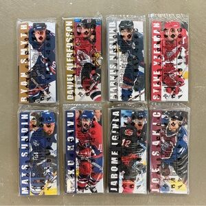 Complete Set of 8 - 2003 Mcdonalds NHL Hockey Heroes Mini Jerseys Still Sealed.